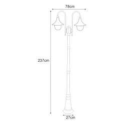 Lampa zewnętrzna outdoor wysoka 2-ramienna czarna BOSTON