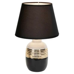 Lampka nocna czarno - biała w złote pasy