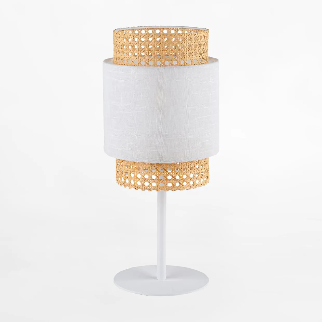 Lampka nocna rattanowa biała BOHO