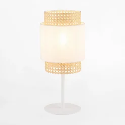Lampka nocna rattanowa biała BOHO