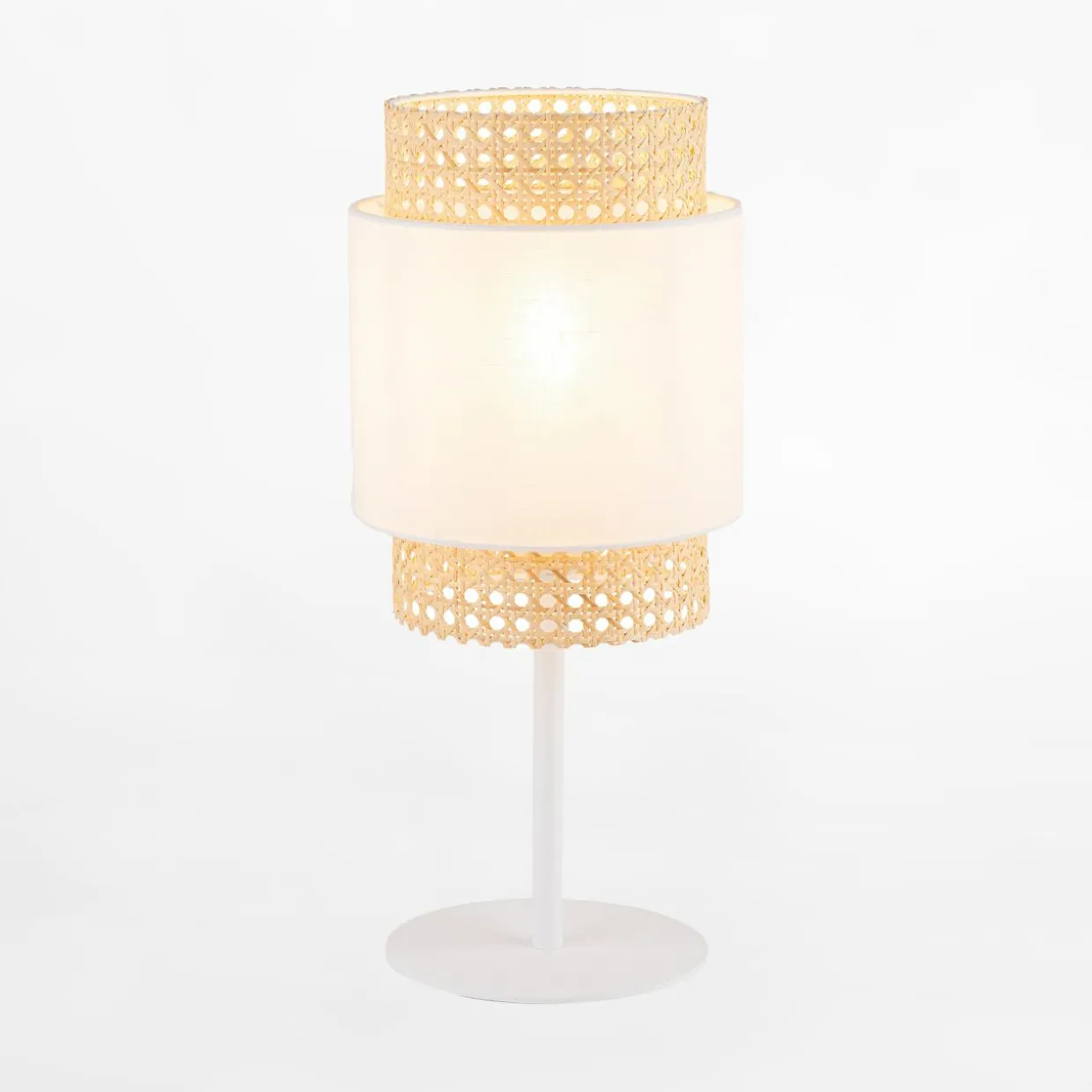 Lampka nocna rattanowa biała BOHO
