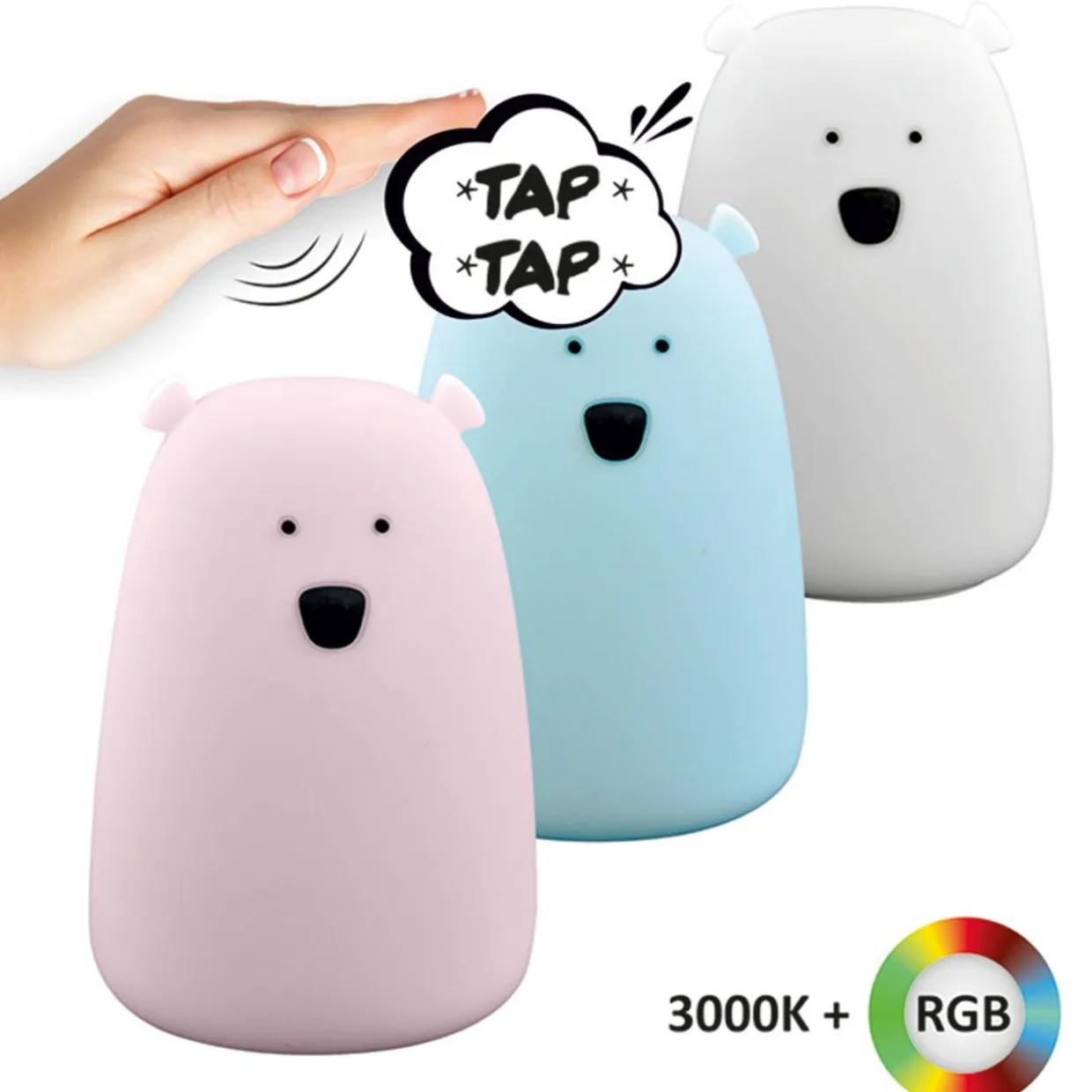 Lampka nocna silikonowa niebieska LED RGB MIŚ