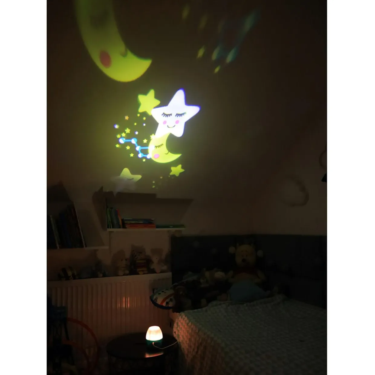 Lampka nocna z projektorem biało-niebieska
