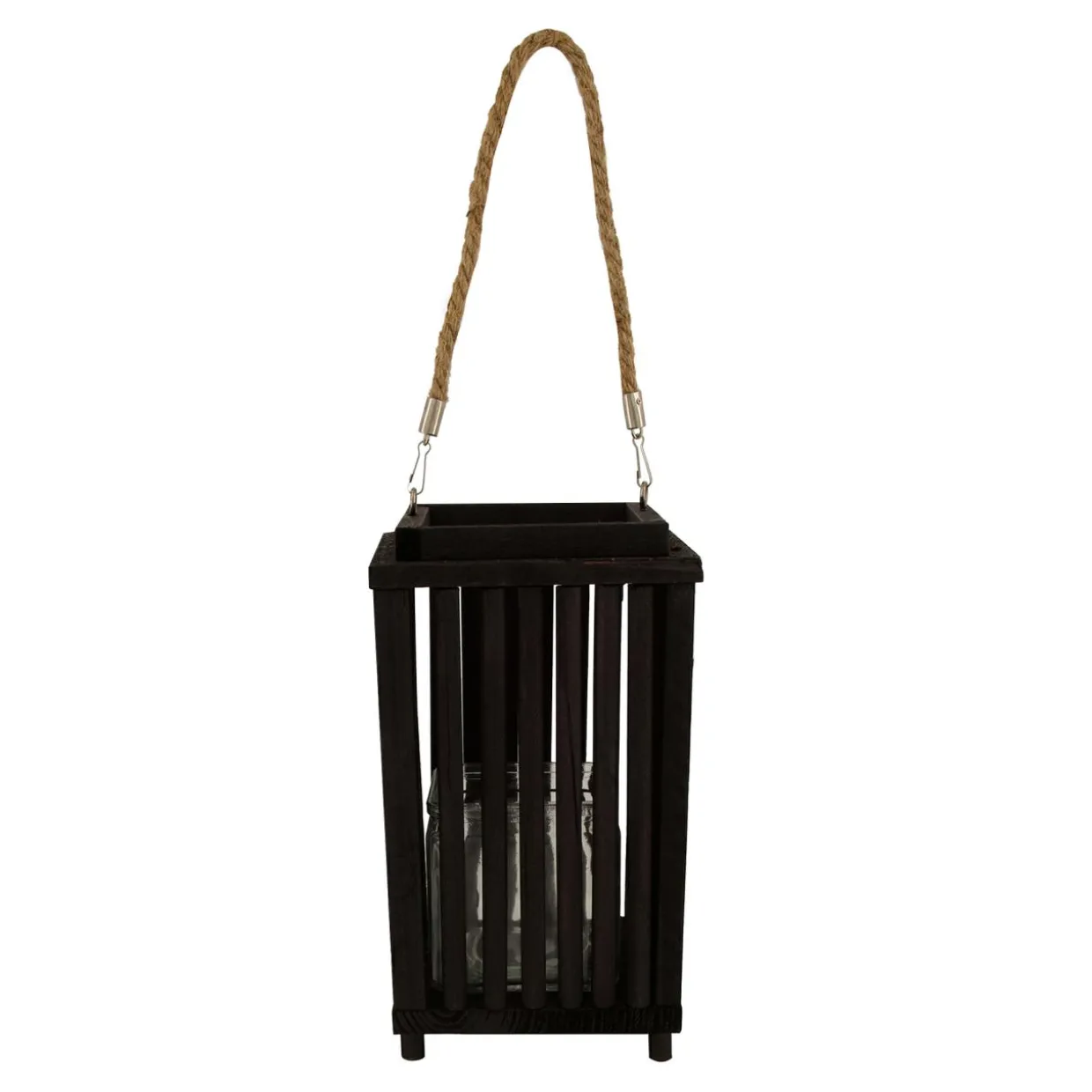 Latarenka drewniana czarna 26 cm