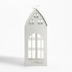 Latarenka metalowa biała DOMEK 32 cm