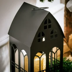 Latarenka metalowa czarna DOMEK 32 cm