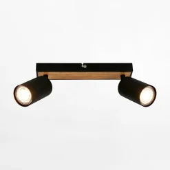 Listwa 2 reflektory czarna jasne drewno TIB