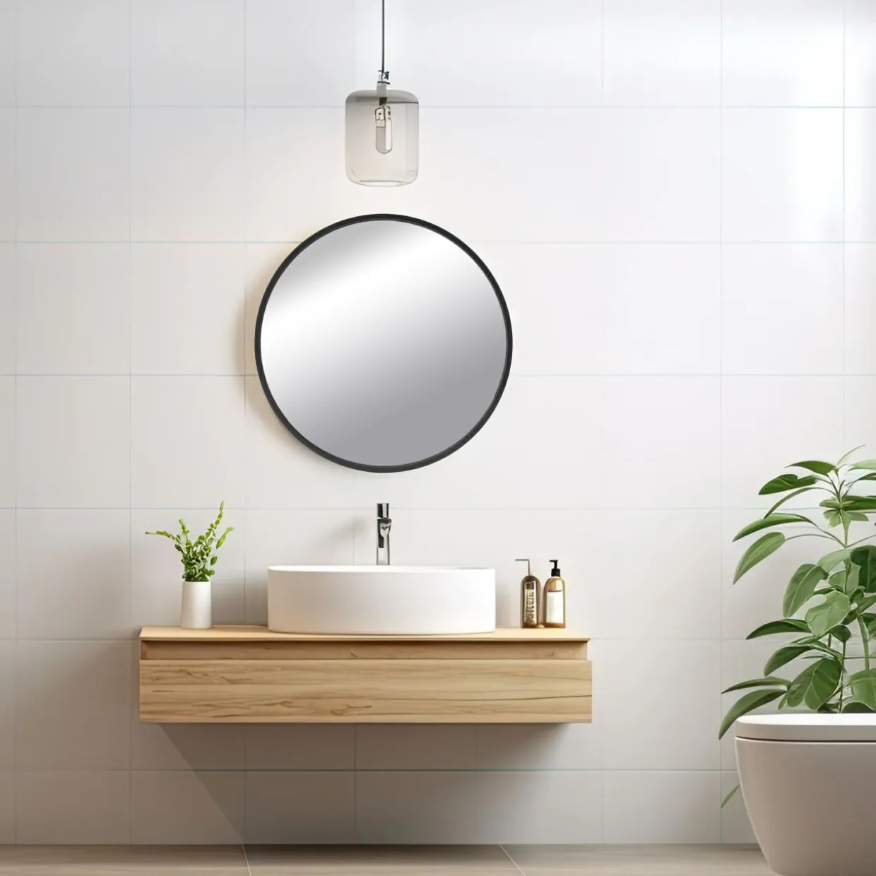 Lustro łazienkowe okrągłe czarne TORRE 60 cm