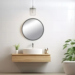 Lustro łazienkowe okrągłe czarne TORRE 80 cm