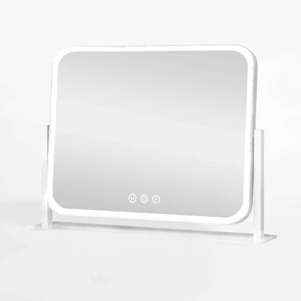 Lustro prostokątne z ramką LED białe 44x7x36 cm