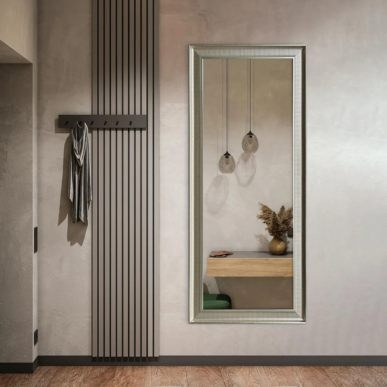 Lustro w srebrnej ramie AREZZO 67x167 cm