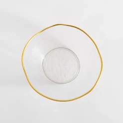 Miska szklana ze złotym rantem 21x9 cm