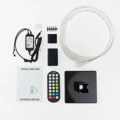 Muzyczna lampa podłogowa LED RGB czarna TUYA z pilotem