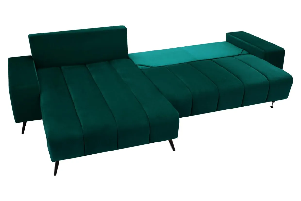 Narożnik butelkowa zieleń VELVET NEW lewy