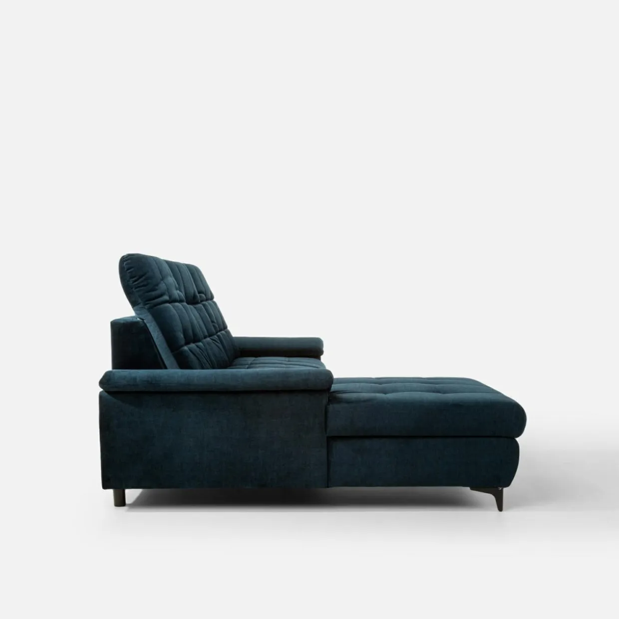 Narożnik z regulowanymi zagłówkami granatowy CRYSTAL lewy