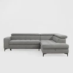 Narożnik z regulowanymi zagłówkami szary NALA lewy