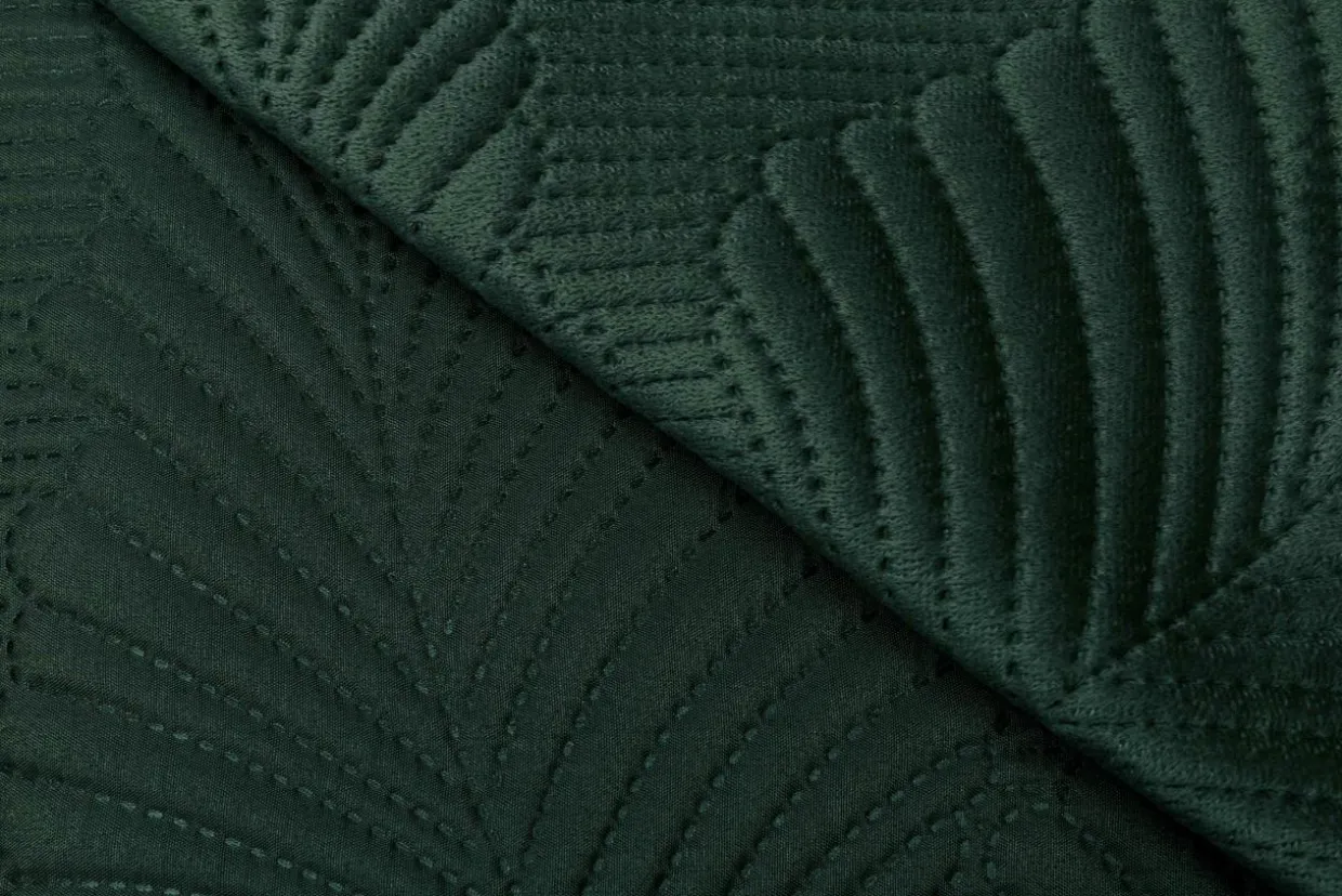 Narzuta na łóżko pikowana w liście zielona FERN 220x240 cm