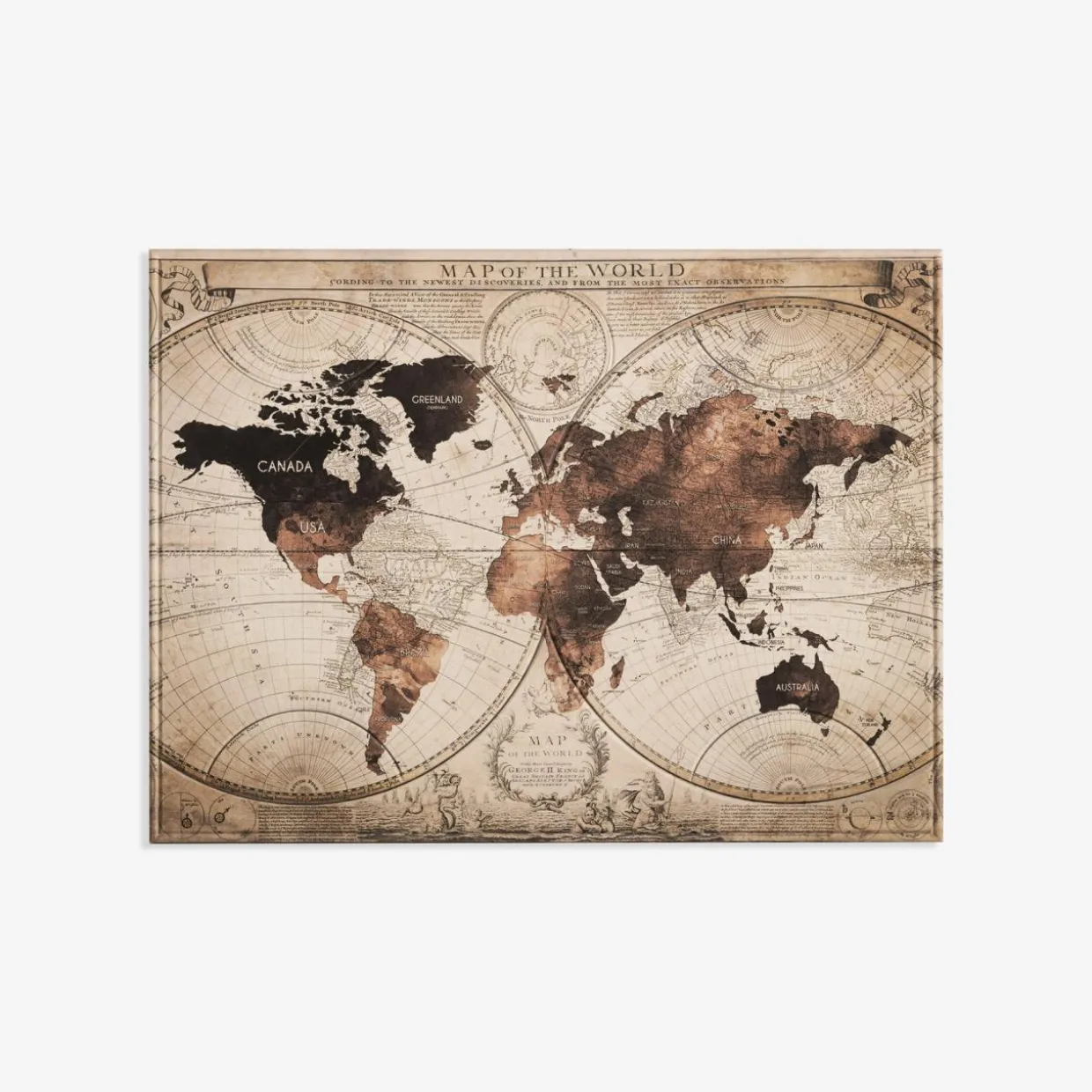 Obraz na ścianę ACOUSTIC OLD MAP 90x120 cm