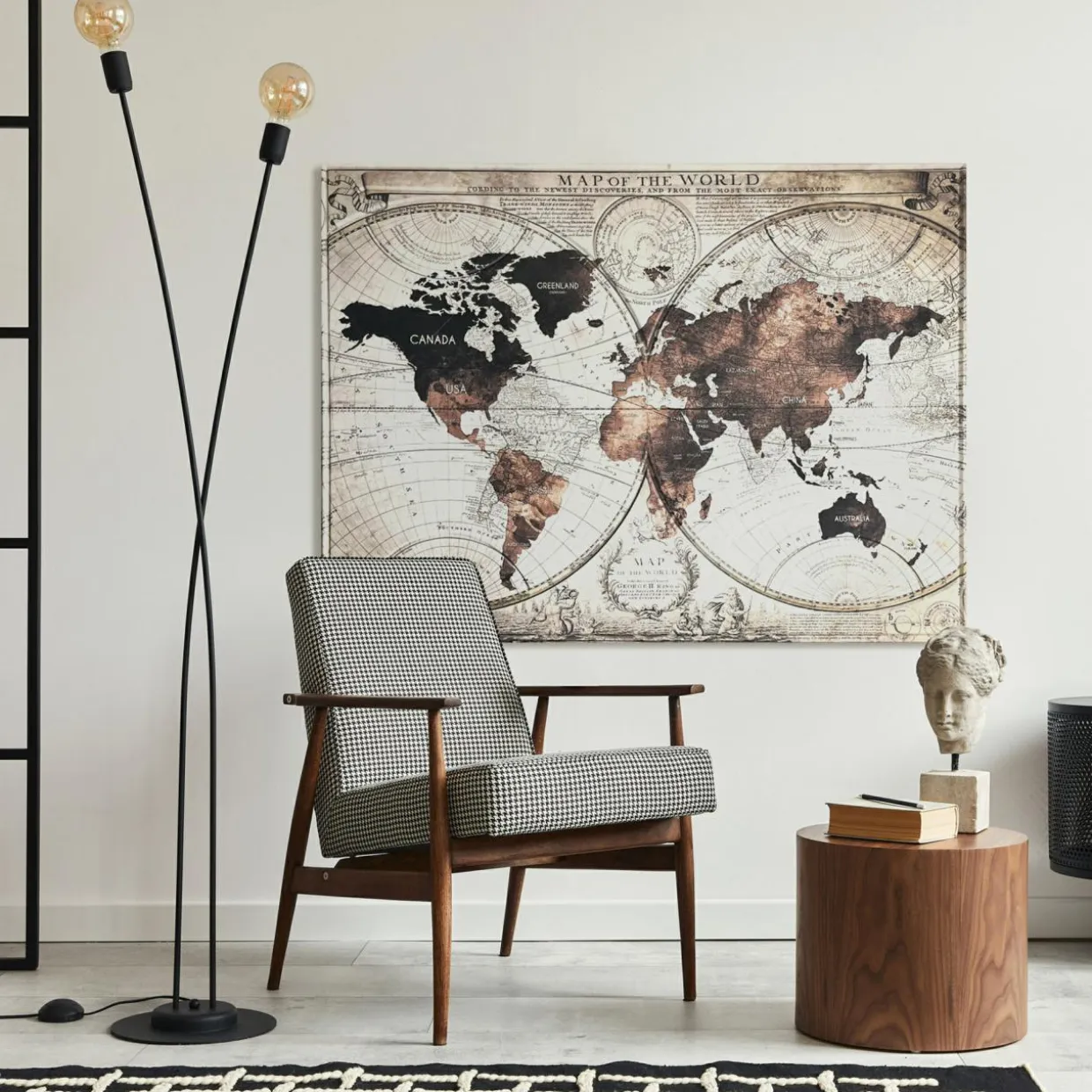 Obraz na ścianę ACOUSTIC OLD MAP 90x120 cm