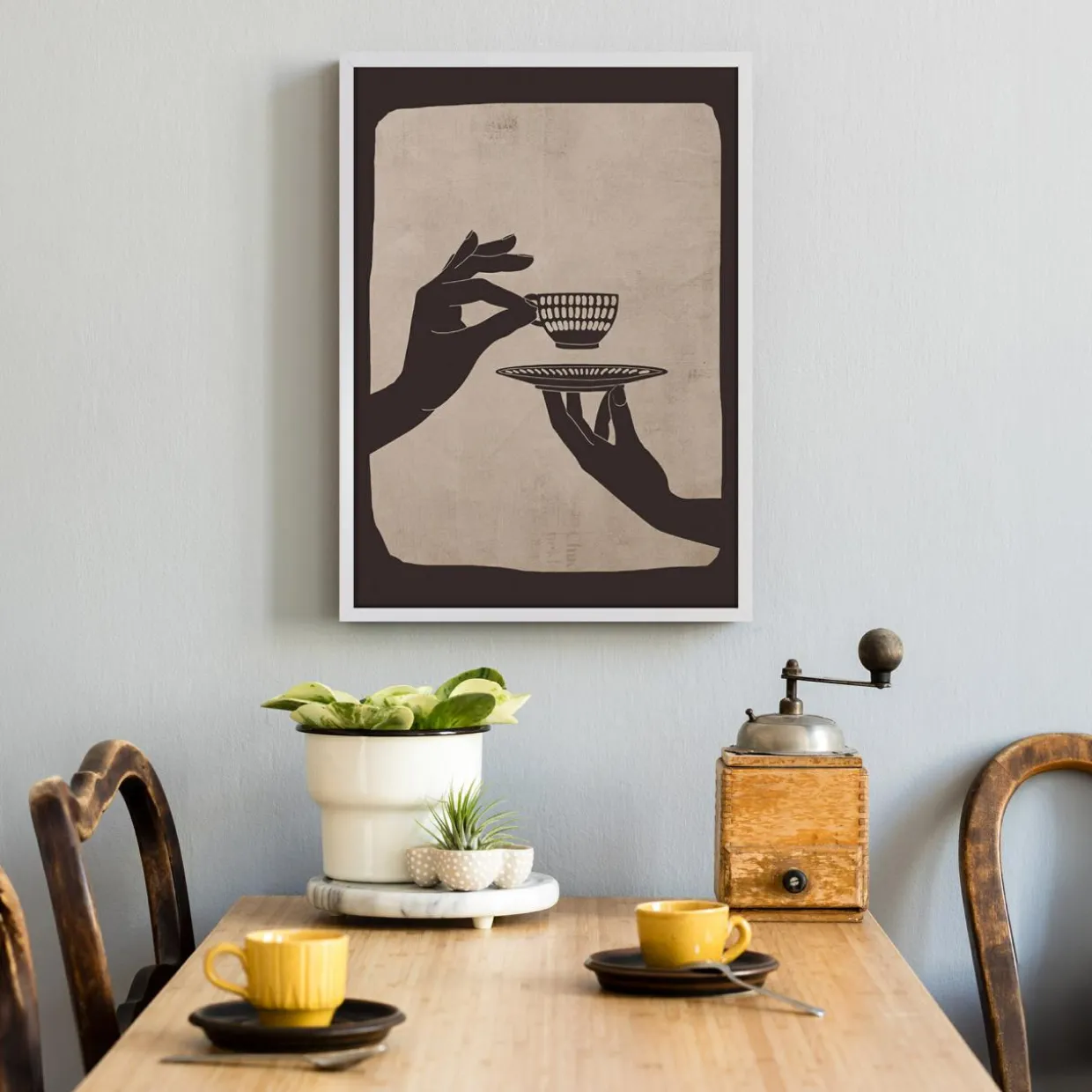 Obraz w białej ramie COFFE SHADOW 50x70 cm