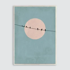 Obraz w brązowej ramie MOON BIRDS 70x100 cm