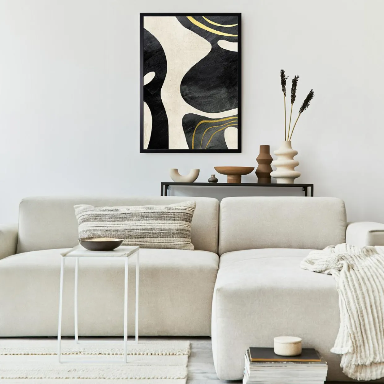 Obraz w czarnej ramie BLACK STAINS 50x70 cm