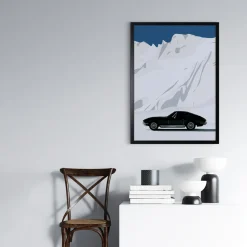 Obraz w czarnej ramie CAR IN THE MOUNTAINS 50x70 cm