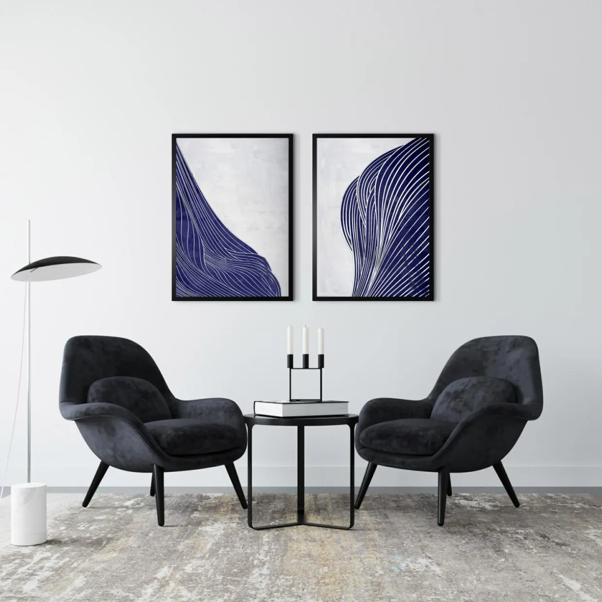 Obraz w czarnej ramie NAVY SHAPE I 50x70 cm