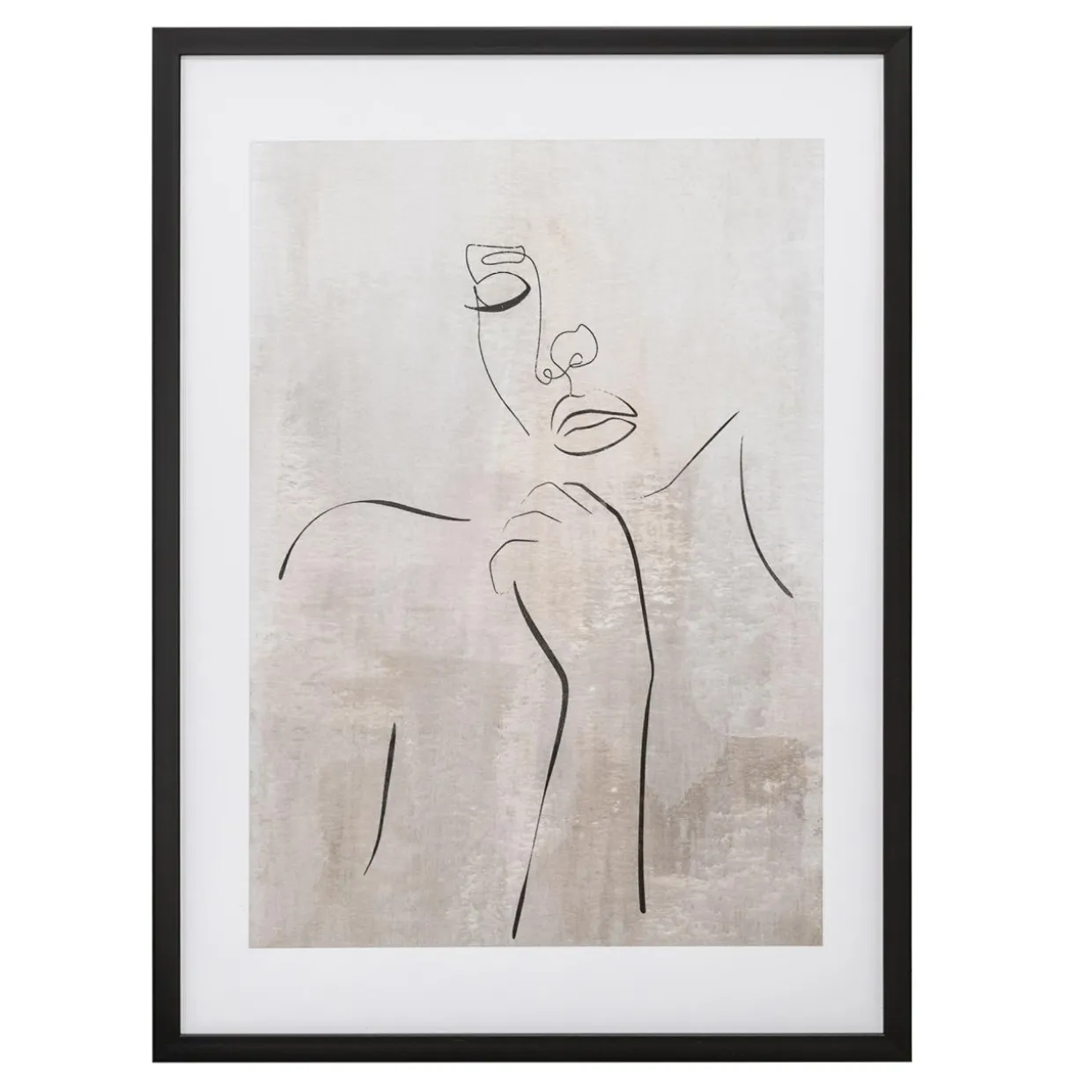 Obraz w czarnej ramie twarz GREY LINEAR 50x70 cm