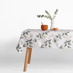 Obrus biały w kwiaty GARDENA 140x280 cm