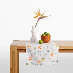 Obrus biały w polne kwiaty GARDENA 40x120 cm