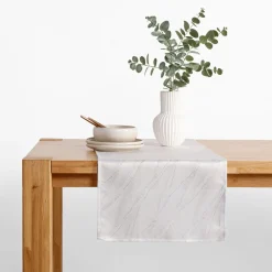 Obrus biały w srebrny marmur LYMIO 40x120 cm