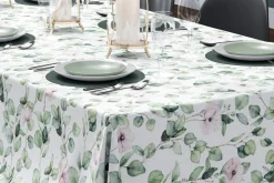 Obrus plamoodporny w zielone kwiaty 140x280 cm