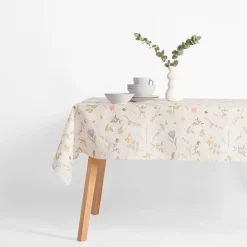 Obrus z lnem w polne kwiaty GARDENA 140x240 cm