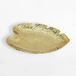 Patera dekoracyjna liść złota 25,5 cm