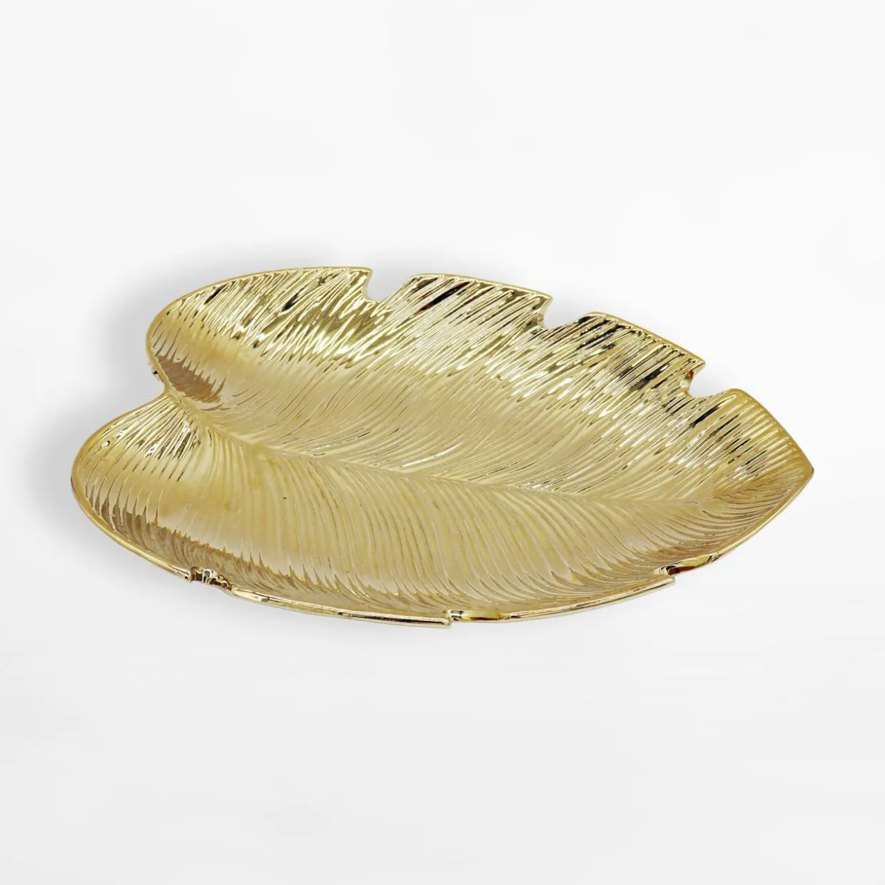 Patera dekoracyjna liść złota 25,5 cm