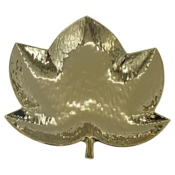 Patera dekoracyjna LIŚĆ złoty 21 cm