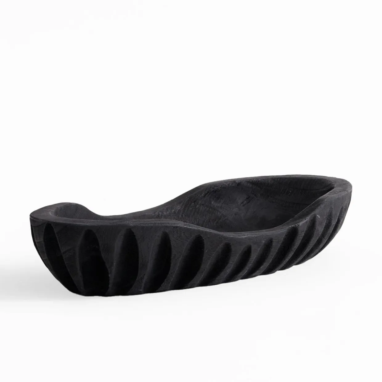Patera dekoracyjna żłobiona czarna 32 cm