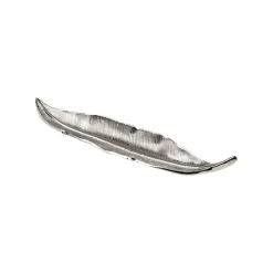 Patera dekoracyjna srebrna LIŚC 49 cm