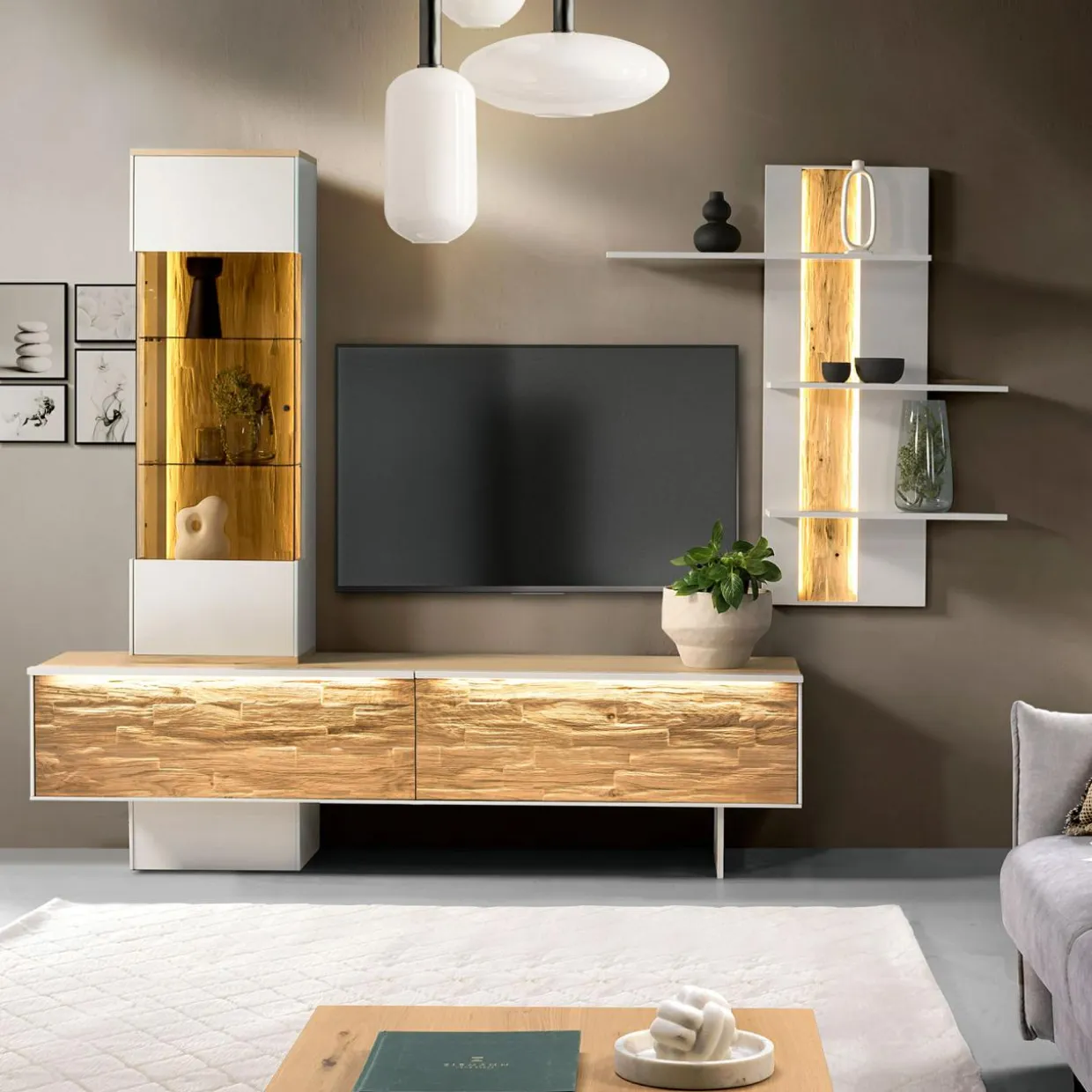 Półka wisząca z oświetleniem BREMEN 108 cm