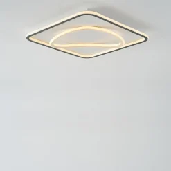Plafon LED kwadratowy czarno-złoty LENS 50x50 cm