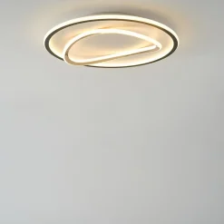Plafon LED okrągły czarno-złoty LENS 50 cm