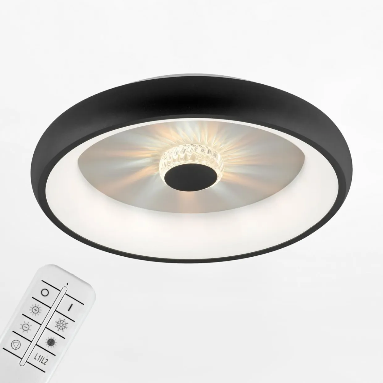 Plafon LED 29W czarny VERTIGO z pilotem fi 46,5 cm