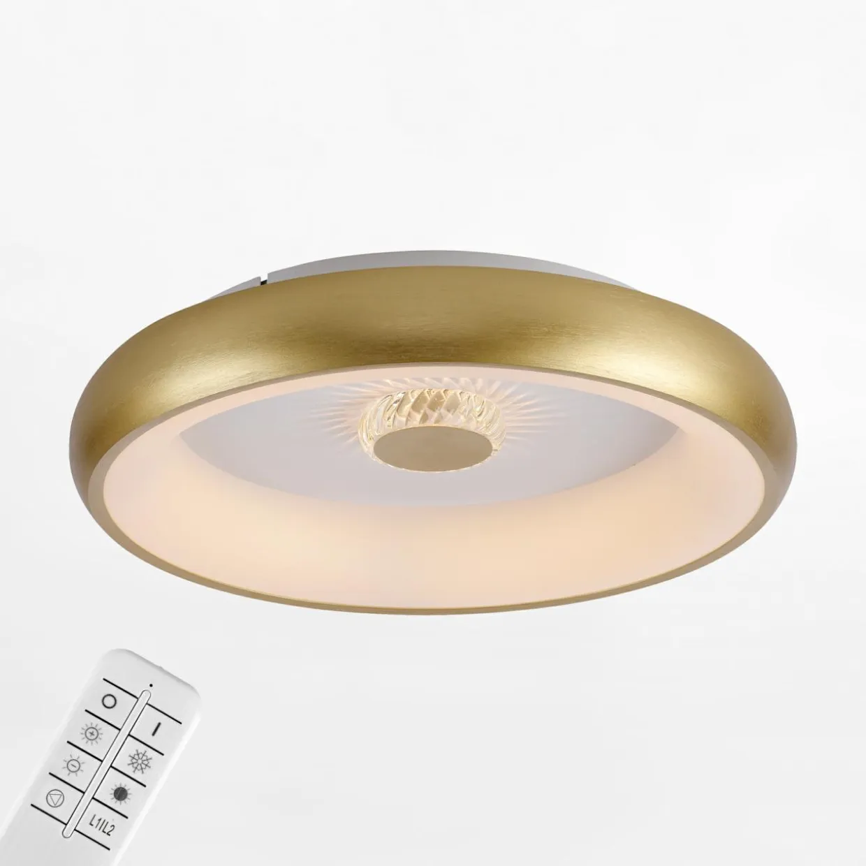 Plafon LED 29W złoty VERTIGO z pilotem fi 46,5 cm