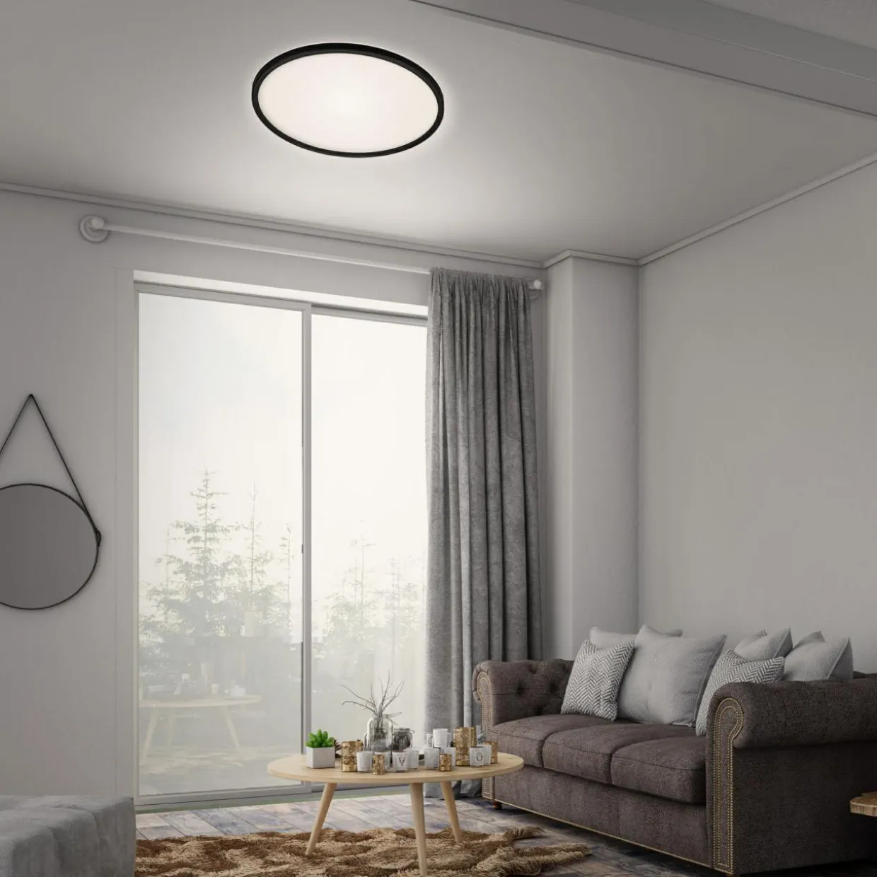 Plafon LED z pilotem czarny SLIM 42 cm