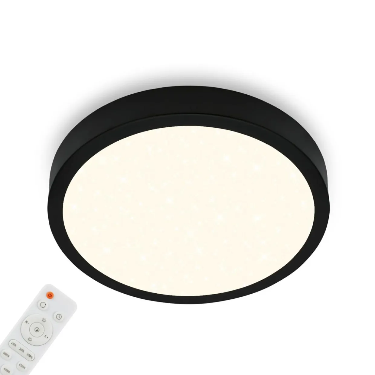 Plafon LED z pilotem czarny RUNA 38 cm