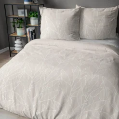 Pościel bawełniana w liście różowa HOME SATIN 160x200 cm