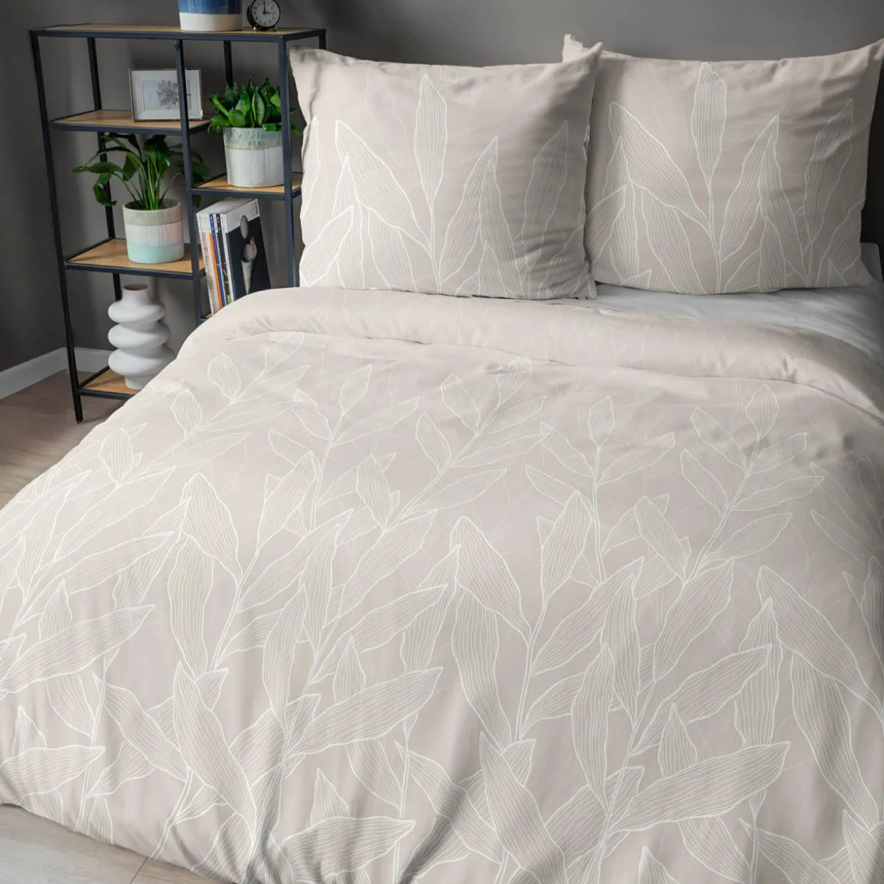 Pościel bawełniana w liście różowa HOME SATIN 160x200 cm