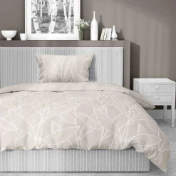 Pościel bawełniana w liście różowa HOME SATIN 140x200 cm