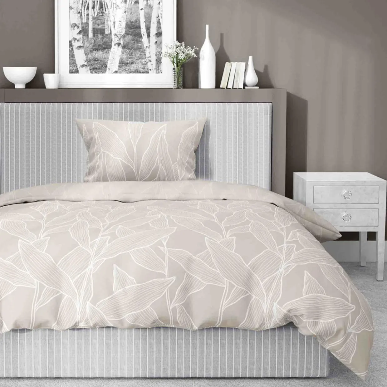 Pościel bawełniana w liście różowa HOME SATIN 140x200 cm